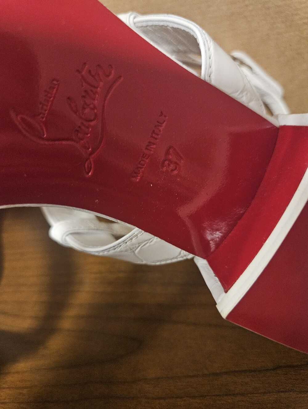 Christian Louboutin Mj Thong White Croc Effect Sandal Shoes - Picture 9 of 9
